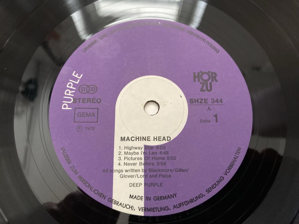 Deep Purple – Machine Head LP winyl 1972 Purple Records SHZE 344 (NM)