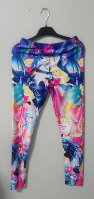 Kolorowe legginsy, getry, uniwersalne bajkowe księżniczki Disney S/M/L