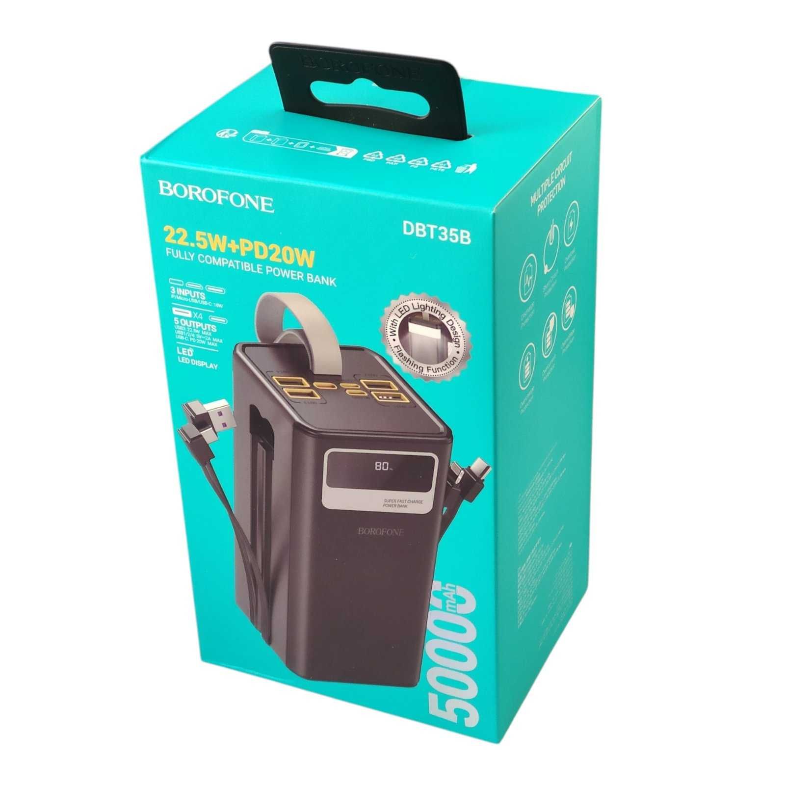 Power bank BOROFONE DBT35B 50000mAh PD22,5W+быстрая зарядка батарея
