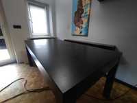 Stół dębowy, rozkładany 140-240x90 + 4 krzesła tapicerowane