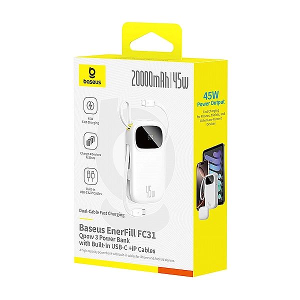 Powerbank Baseus EnerFill FC31/20000mAh 45W z wyświetlaczem cyfrowym i