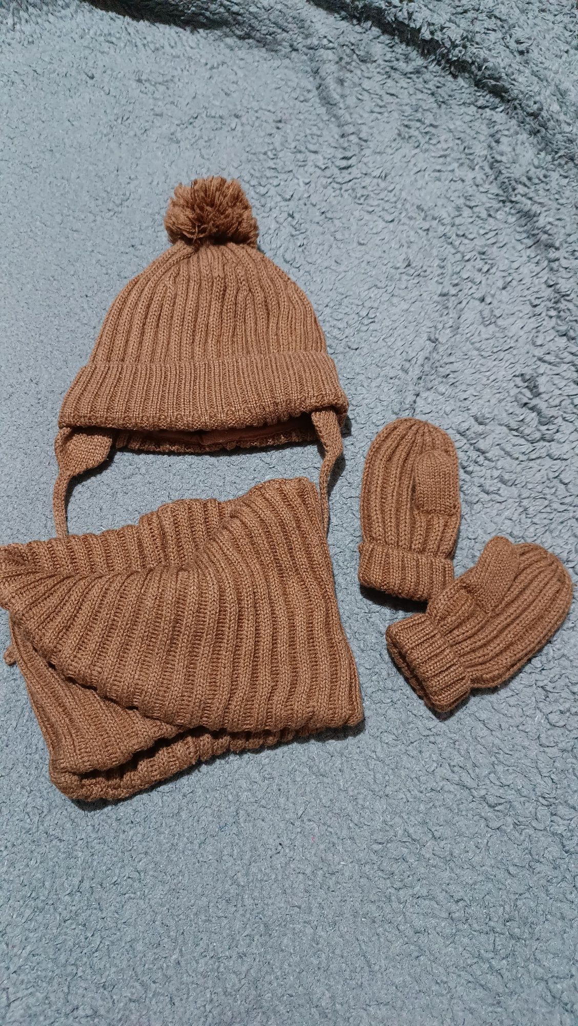 Зимовий дитячий комплект, в'язаний комплект, шапка шарф zara