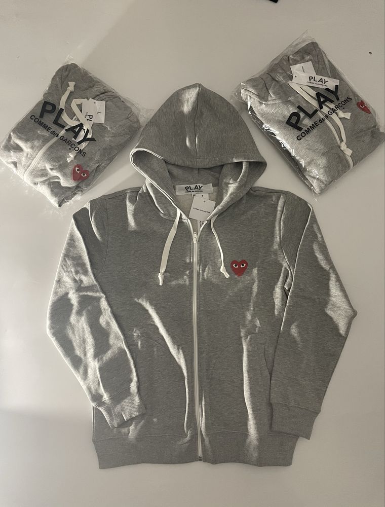 Зіп худі Play Heart cdg, худі comme des garcons, зіпка Play Heart CDG