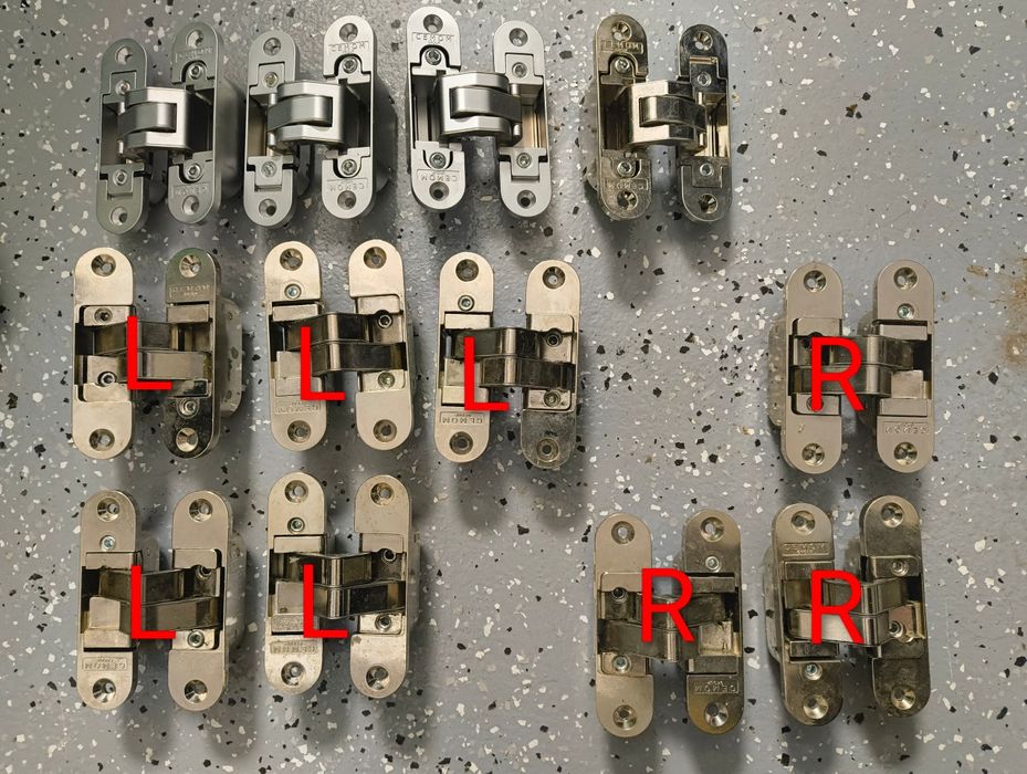 Zawiasy do drzwi bezprzylgowych,wkładki,klamki