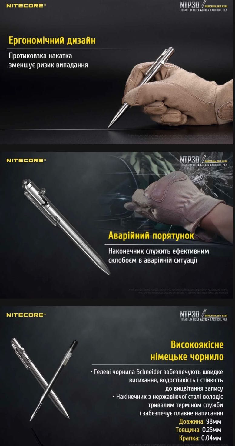 Титанова ручка Nitecore NTP30