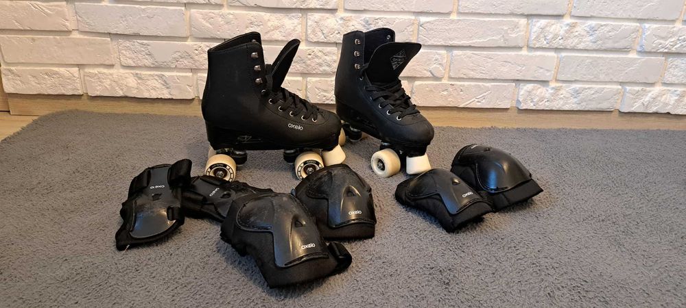 Wrotki czarne Oxelo rozmiar 38 + ochraniacze