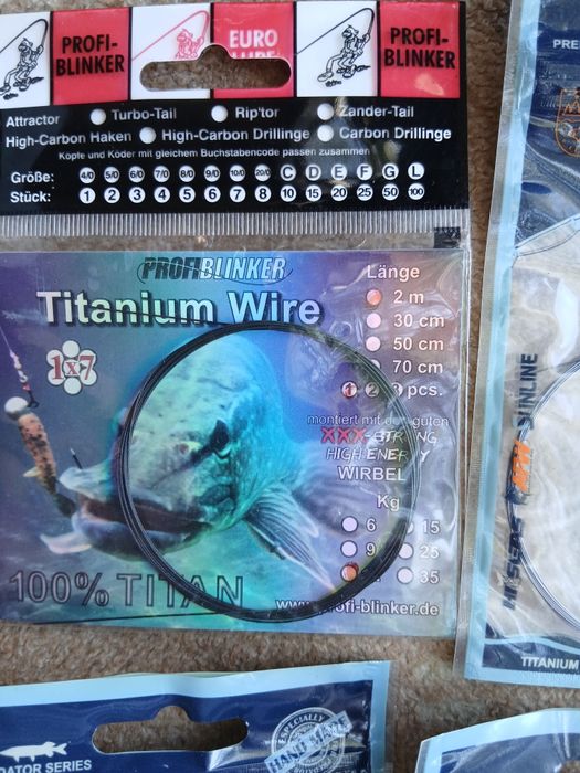 4 paczki linek tytanowych do robienia przyponów.