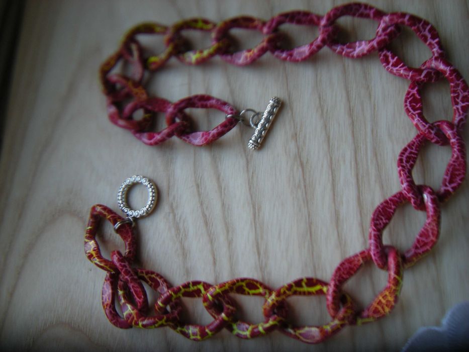 łańcuch naszyjnik 44cm ogniwa 29x20 multikolor