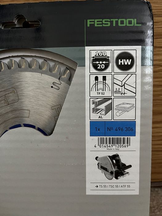 Festool диск 496308 160х2.2х20 TF48, 496306 TF52
