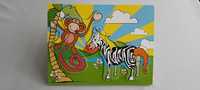 Puzzle Drewniane - Małpa i Zebra