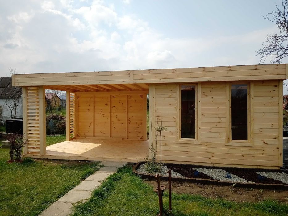 Domek narzędziowy,gospodarczy,drewniany,ogrodowy,magazyn,3x3m+taras3x3