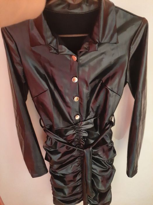 Mega świetna sukienka eko skórka roz.XS/S.