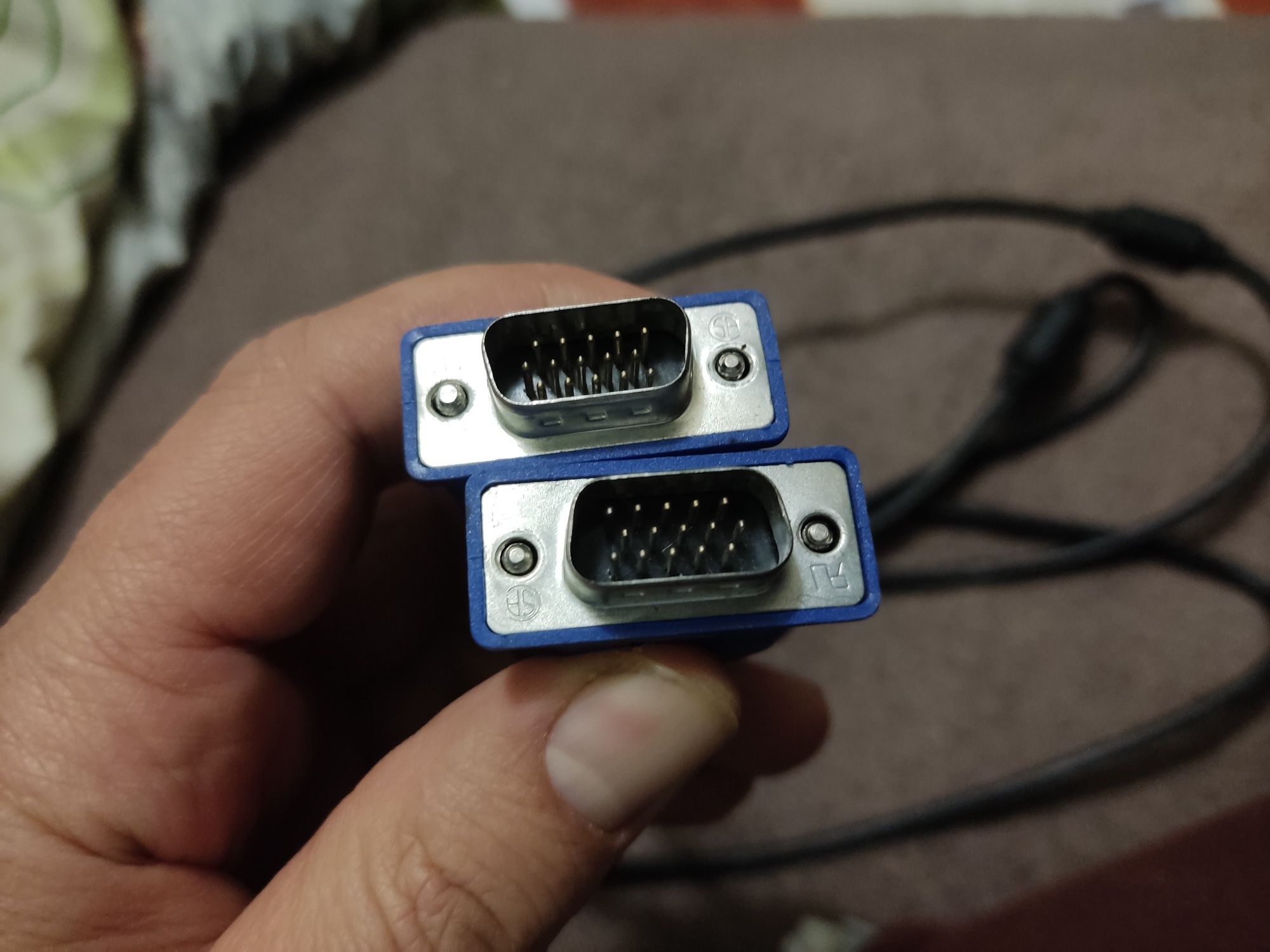 Кабель VGA 3+2 1.5 m, male to male (тато-тато), 2 фериту, чорно-синій,
