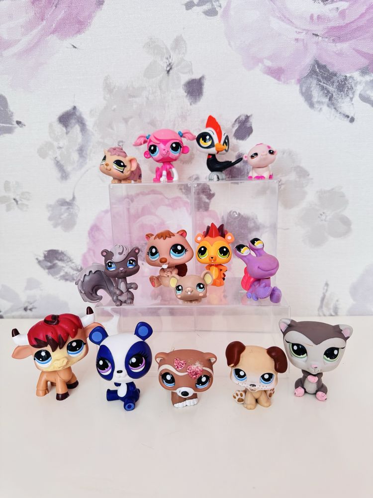 Duży zestaw figurek Littlest Pet Shop LPS Hasbro,byczek,jeż,fretka