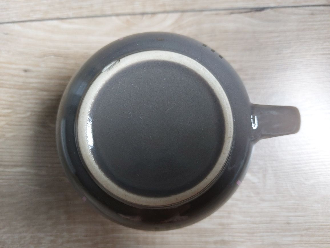 Miska kubek 500ml w kratę ceramiczna krata brąz