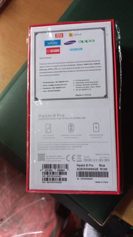 Xiaomi redmi 6 pro 4/64 новый, запечатанный