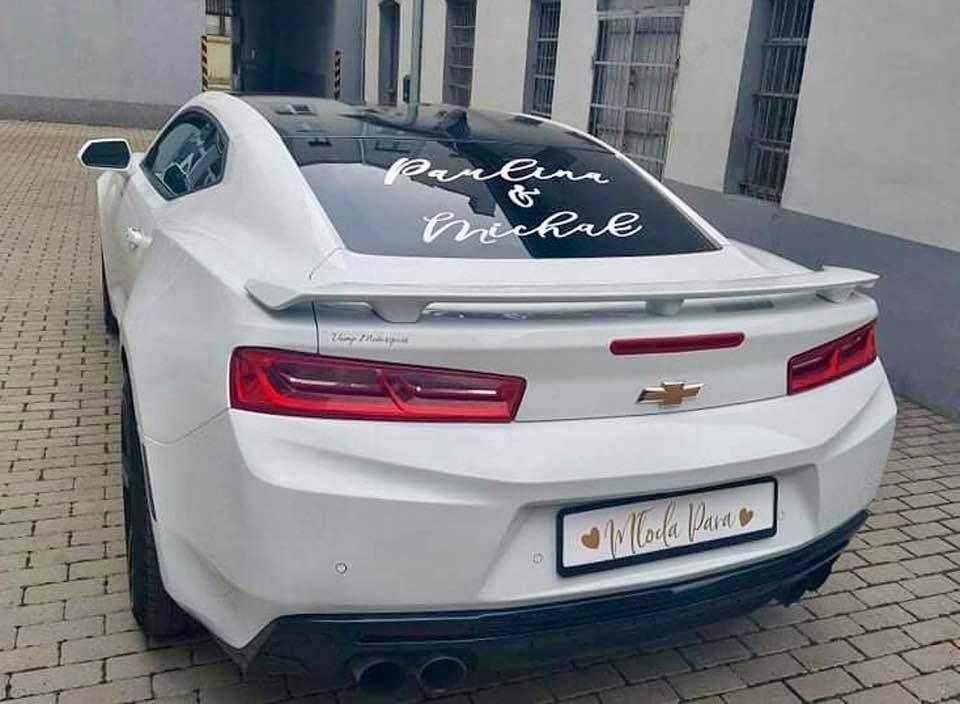 Nalepka na auto Imiona dekoracja auta na ślub Camaro Muscle Car