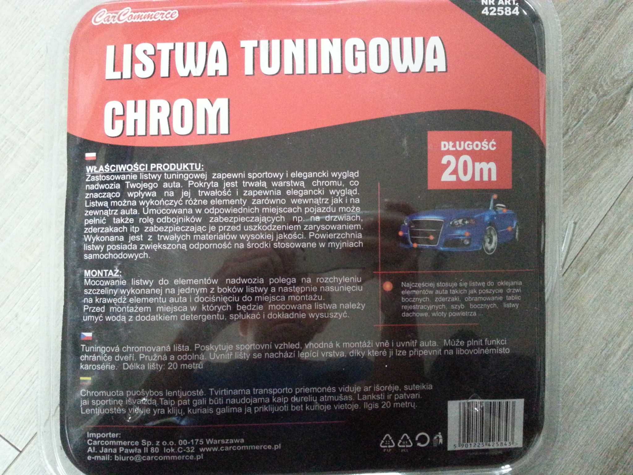Listwa Ozdobna Krawędziowa Rantowa Chrom Zwój 18 m