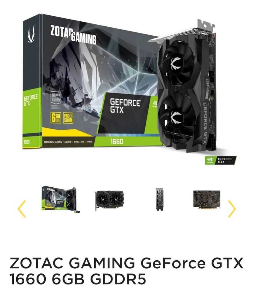 Geforce Zotac 1660 6gb gddr5