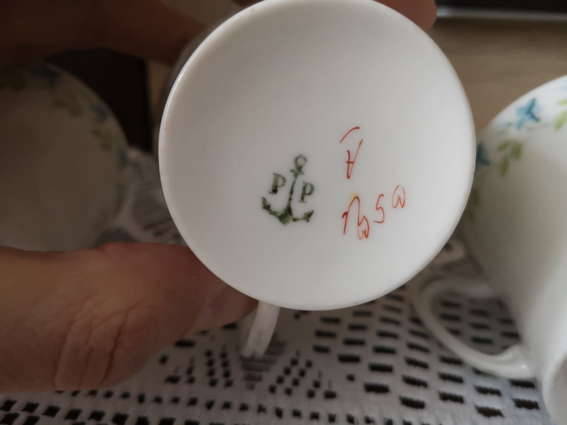 Zestaw czterech starych porcelanowych filiżanek Porsgrund przedwojenne