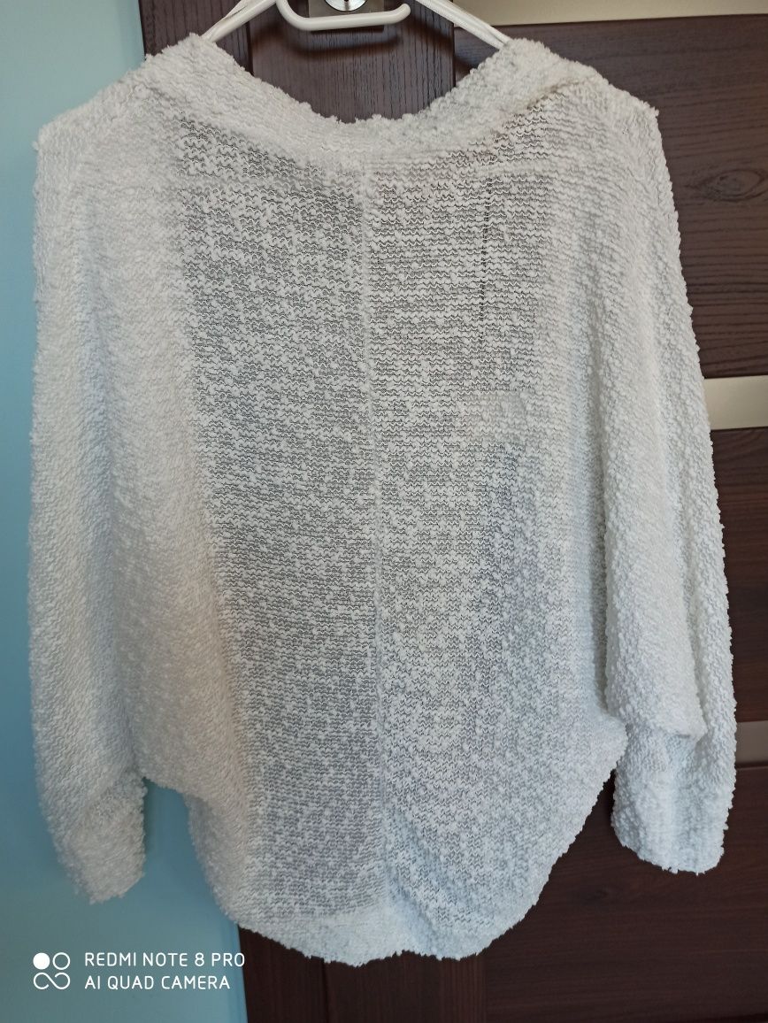 Biała narzutka C&A M kardigan kimono sweter sweterek lekki