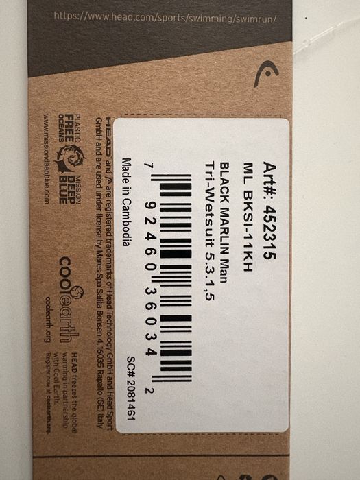 HEAD pianka triathlonowa MARLIN MAN BLACK M/L