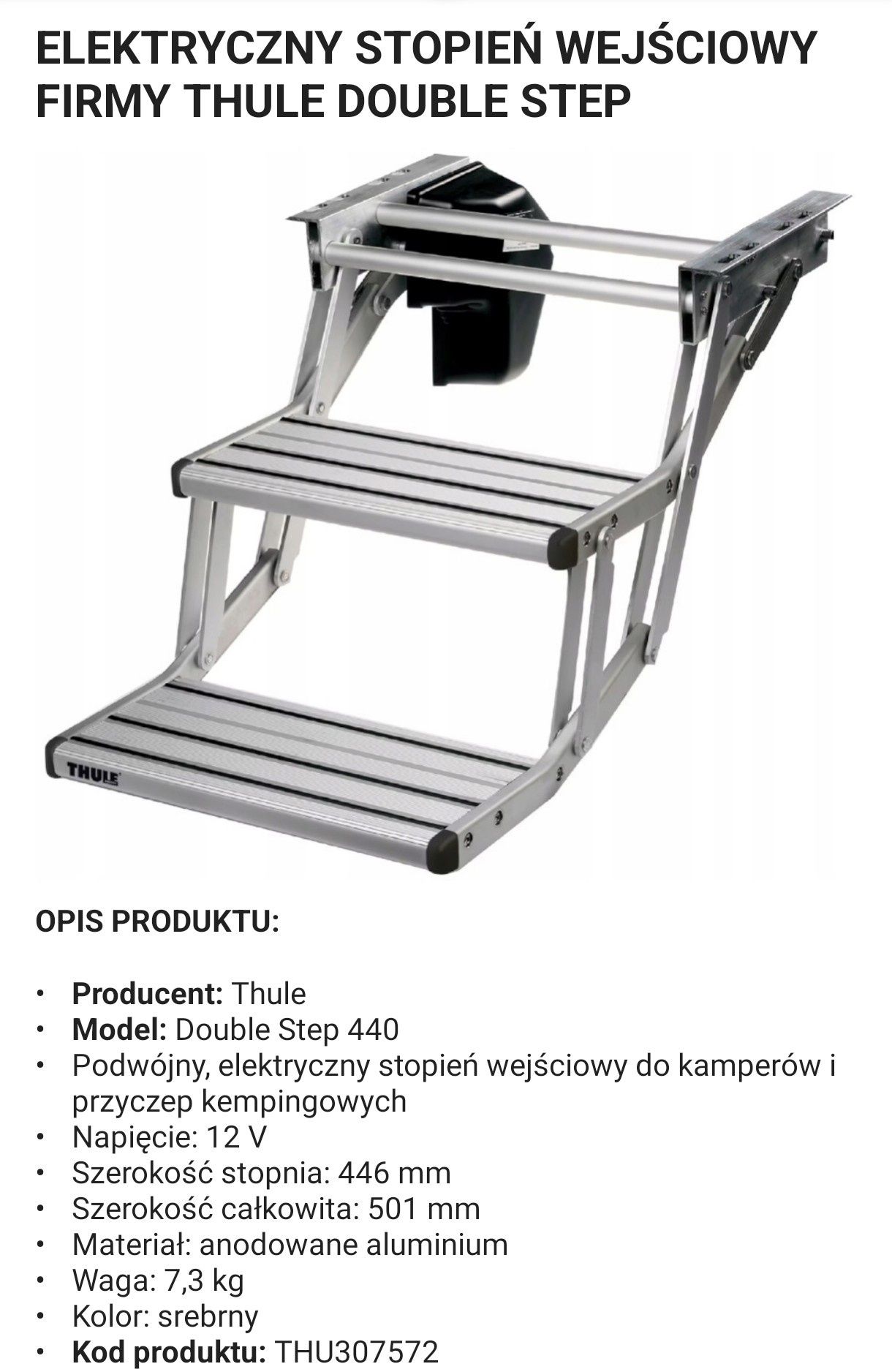Elektryczny stopień wejściowy Thule 12v kamper