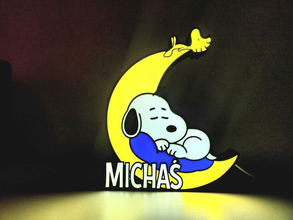 Lampka LED dla dzieci personalizowana – Snoopy, Peanuts - TWOJE IMIE