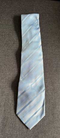 Jedwabny krawat, jasno niebieski w paski
