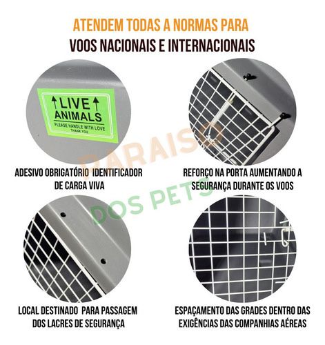Caixa Transporte Pet Cão Gato Avião Padrão Iata Tamanho 4 N4