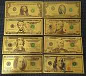 8 sztuk Złotych Replik Banknotów Dolara Dwustronne prezent