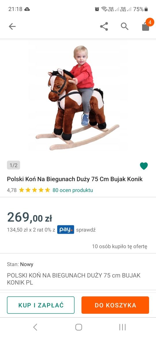 Koń na biegunach duży