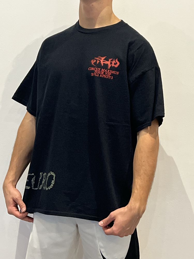 Travis Scott merch z koncertu koszulka z krótkim rękawem nowa czarna