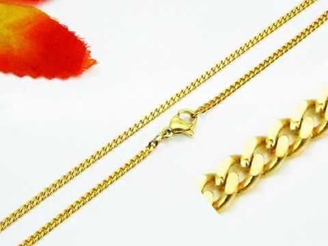 Łańcuszek stal szlachetna 316L złota pancerka 60 cm 2 mm L823