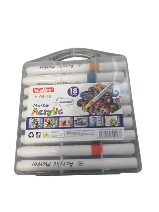 Акрилові маркери 18 шт/уп. Marker Acrylic Yulin Y-04-18 в кейсі