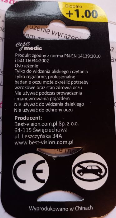 Gotowe okulary do czytania +1.00 z ETUI