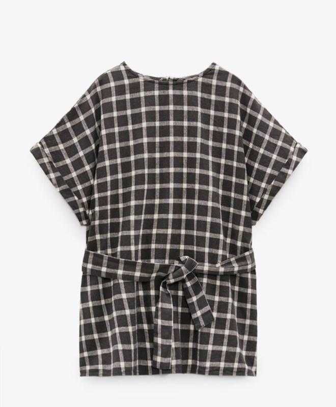 Стильна блуза кімоно ZARA у клітинку, розмір XL, льон