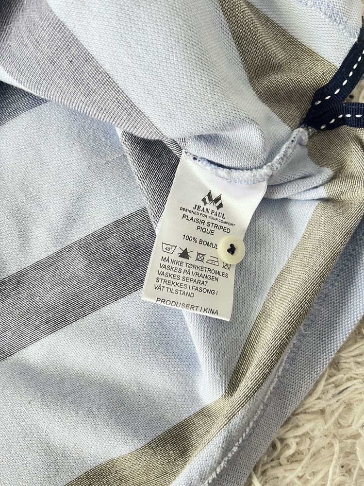 Jasnoniebieska w paski męska koszulka polo Jean Paul L