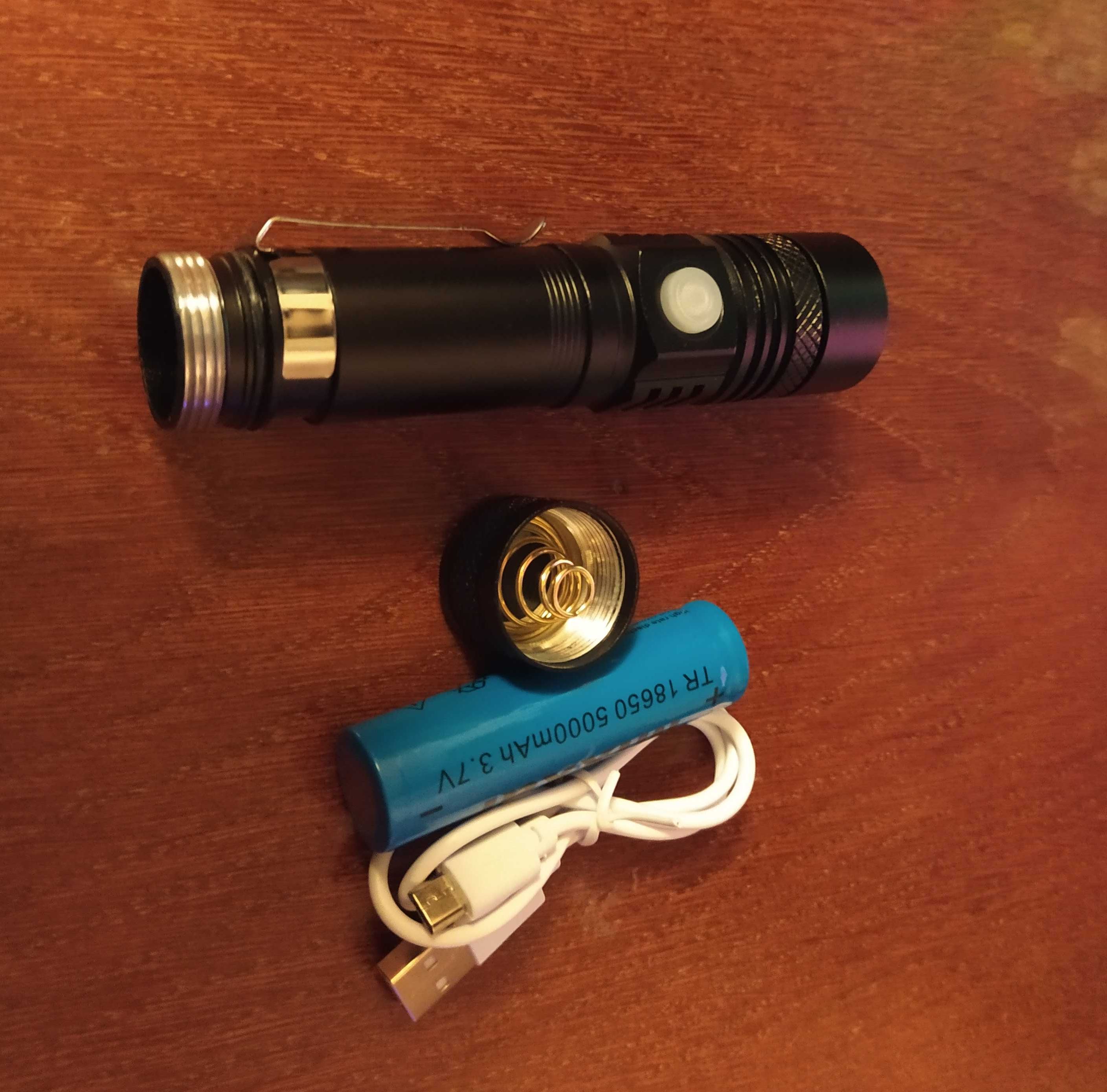 Светодиодный алюминиевый фонарик Z20 с USB зарядкой  водонепроницаемый