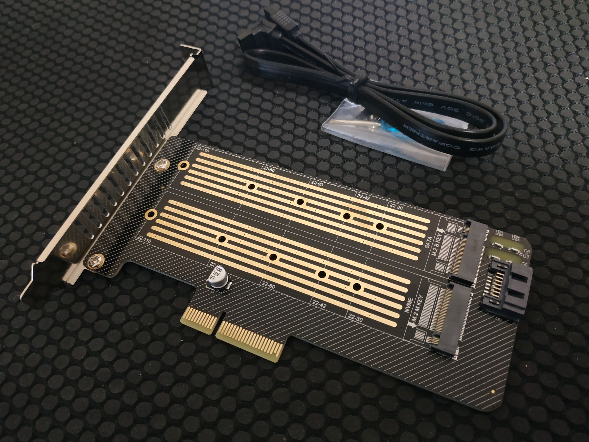 Переходник, адаптер c PCI-E на M2 для SSD дисков (На две платы) Новый