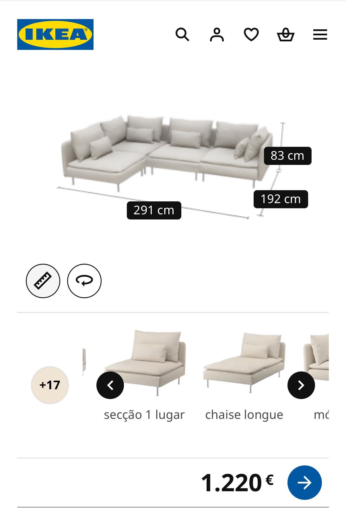 Sofá SÖDERHAMN IKEA - 4 módulos