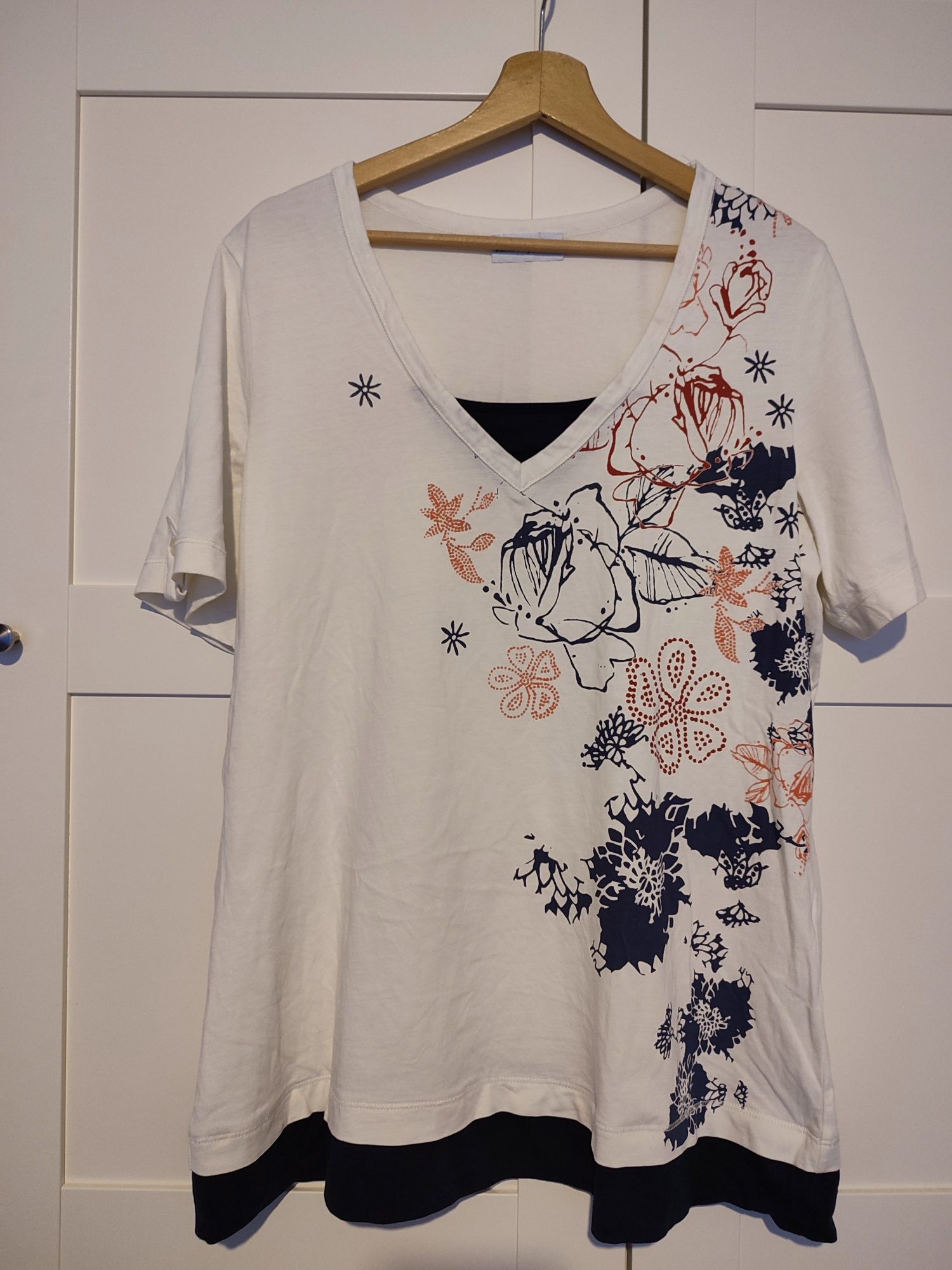 Ula Popken 42/44 bluzka t-shirt kwiaty