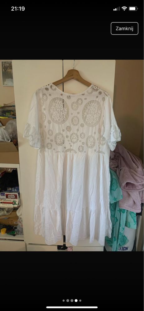 Biała koronkowa sukienka boho oversize