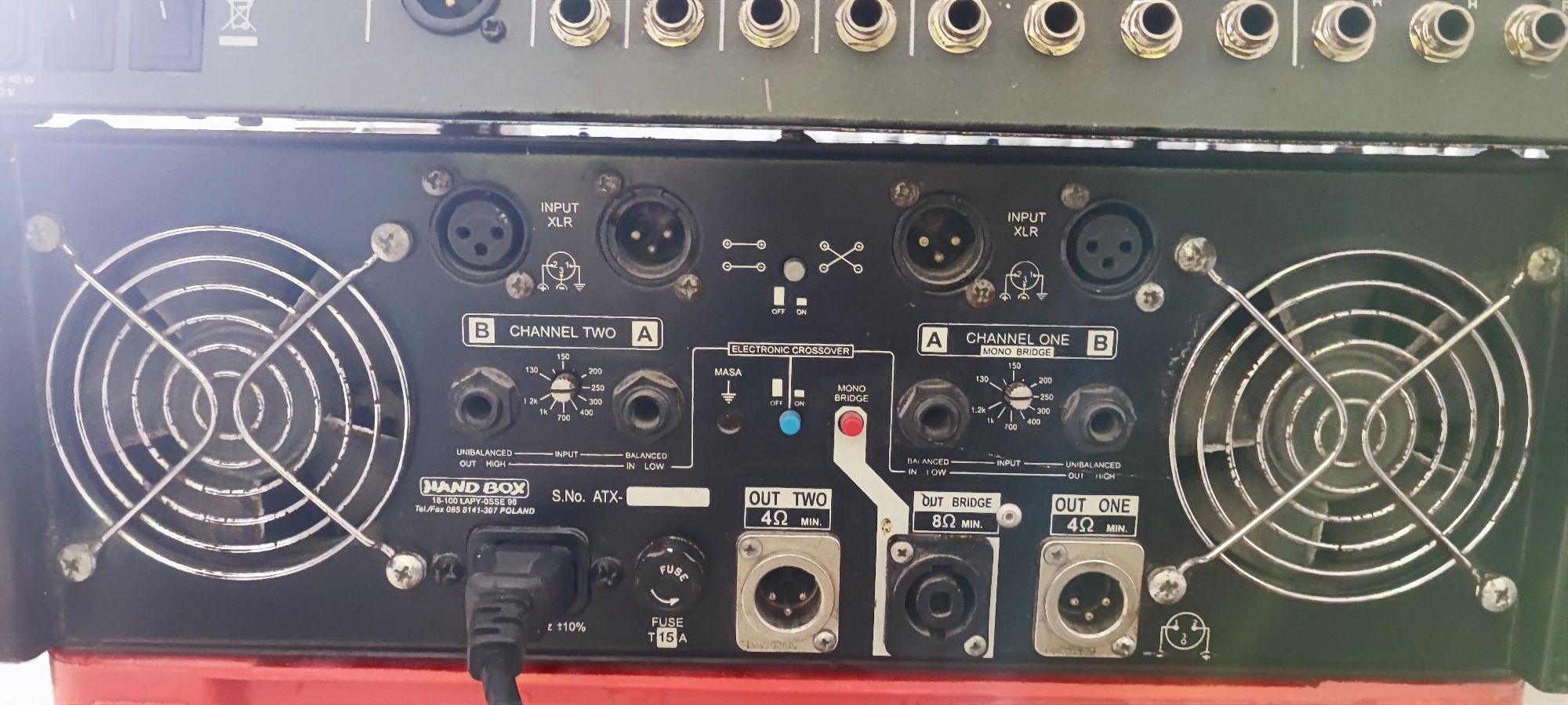 Nagłośnienie HandBox, końcowa mocy + mixer+ całe okablowanie