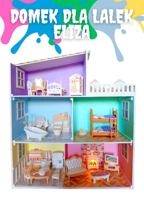 Drewniany domek dla lalek Eliza. Ostatnia sztuka! Cena promocyjna 450