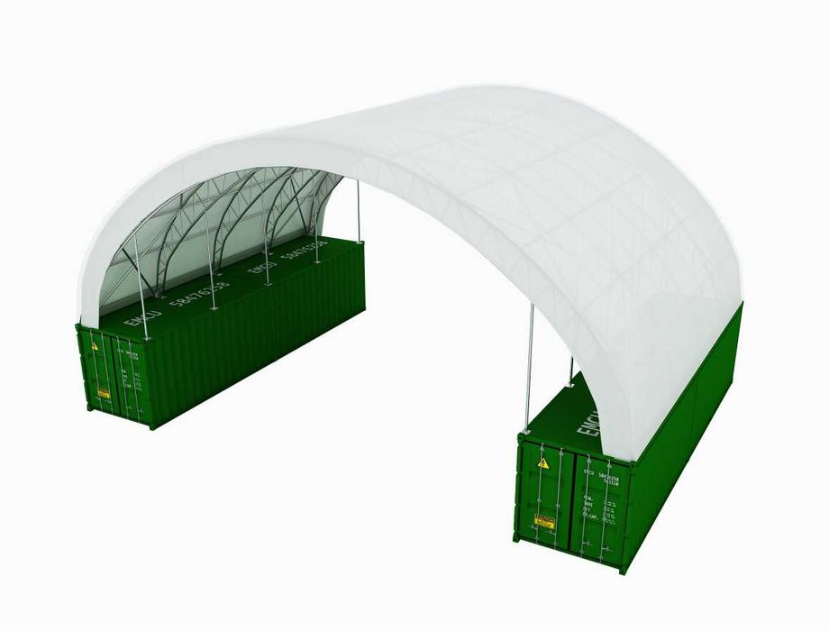 Namiot kontenerowy 18x12 m do kontenera 40 stopowego - podwójne żelazo
