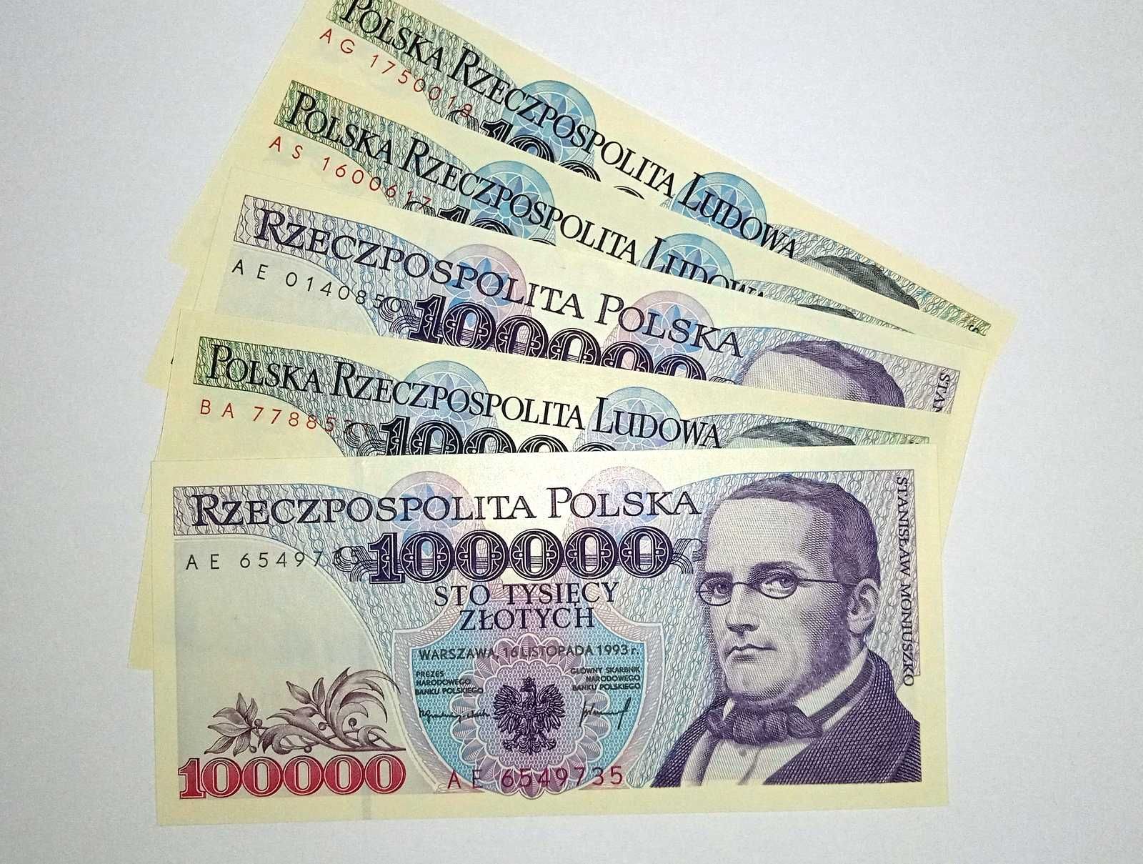 Banknot PRL 100000 zł 1990/93   st.1 UNC