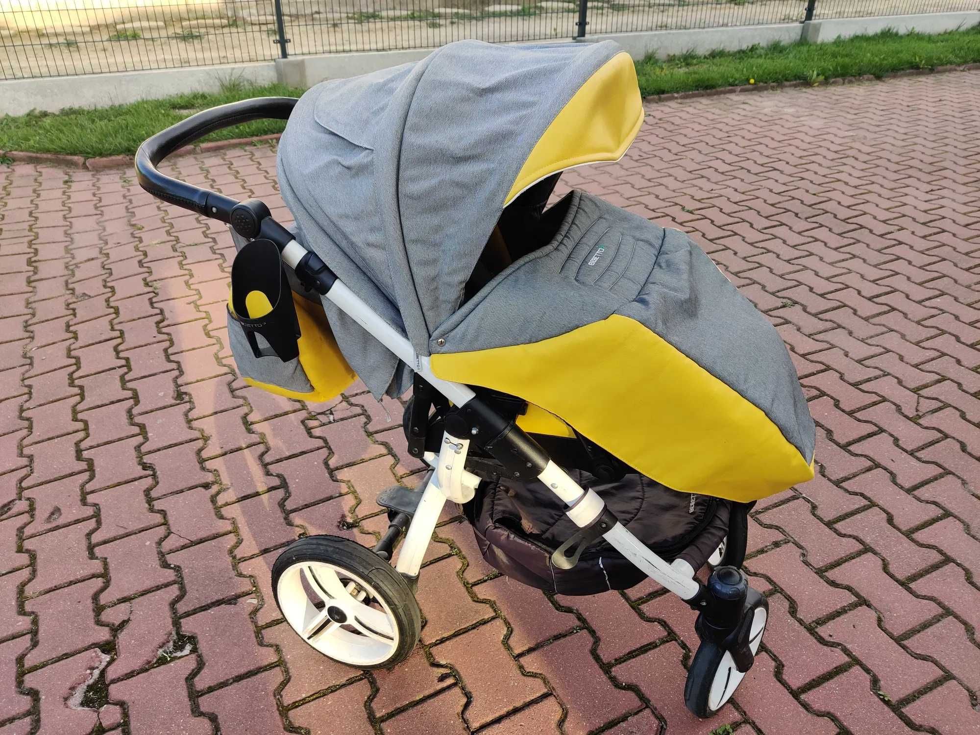 Wózek Bebetto Luca s-line 3w1 żółto-szary + akcesoria*