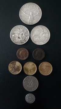 Conjunto de uma medalha e 9 moedas antigas de Portugal e colónias