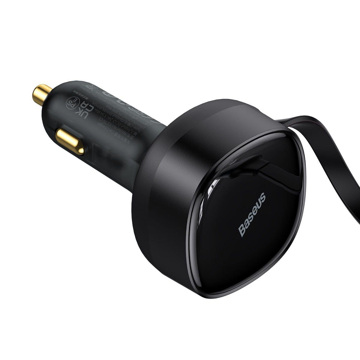 Baseus Ładowarka Samochodowa Zwijany Kabel 2w1 Usb C Lightning 30W